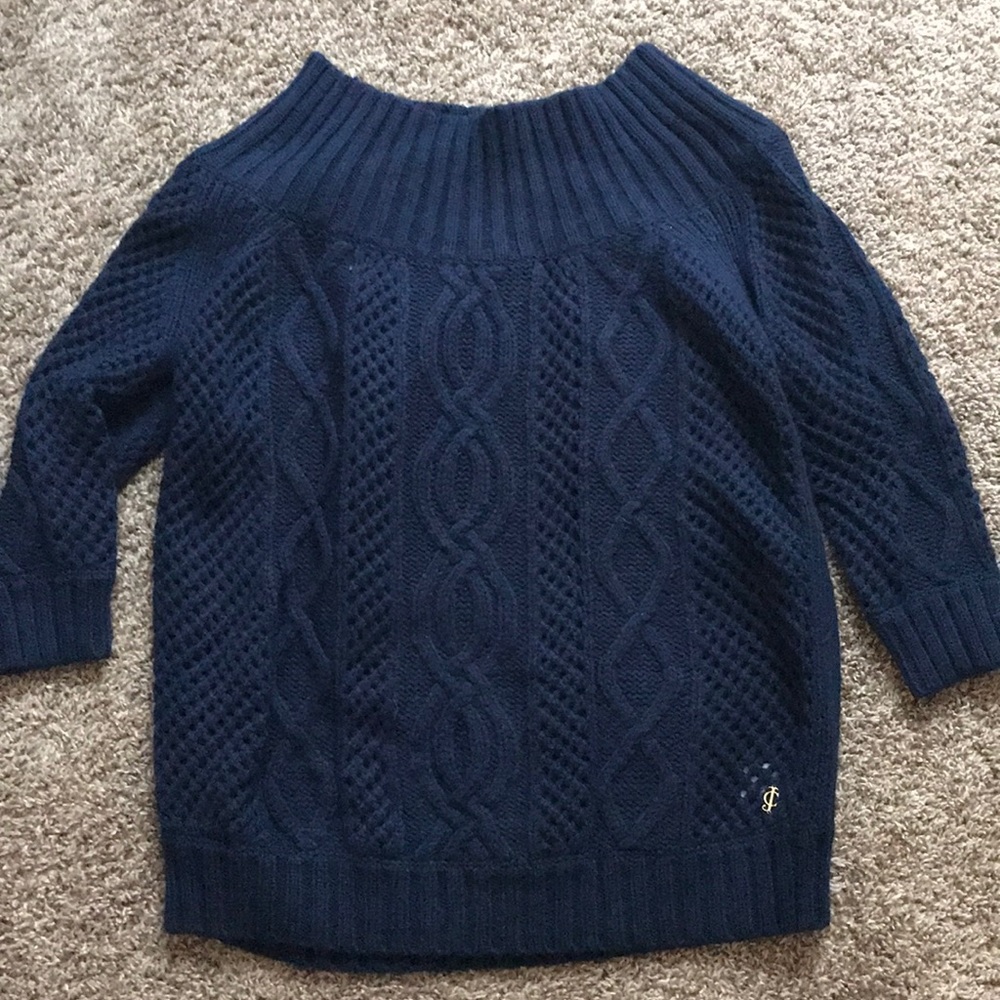 Juicy Couture Navy Blue Off-Shoulder Sweater